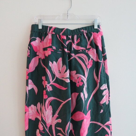 ANTHROPOLOGIE Breezy Tropical Floral Print Wide Leg Satin Pants - Sz 6 - Picture 14 of 16
